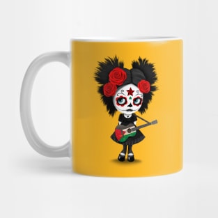 Sugar Skull Girl Playing Palestinian Flag Guitar Mug